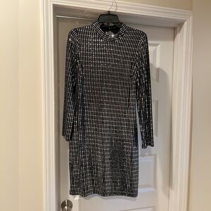 Sequin Hearts Black and Silver Long Sleeve Dress
